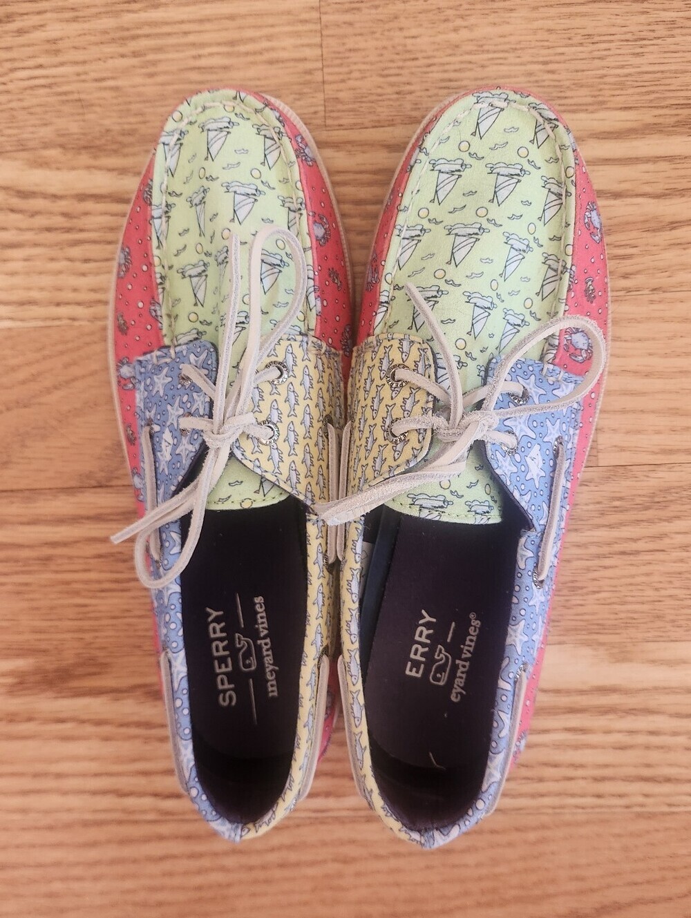 EUC Sperry X Vineyard Vines Kids Patchwork Patterned Boat Shoes, Size 5
